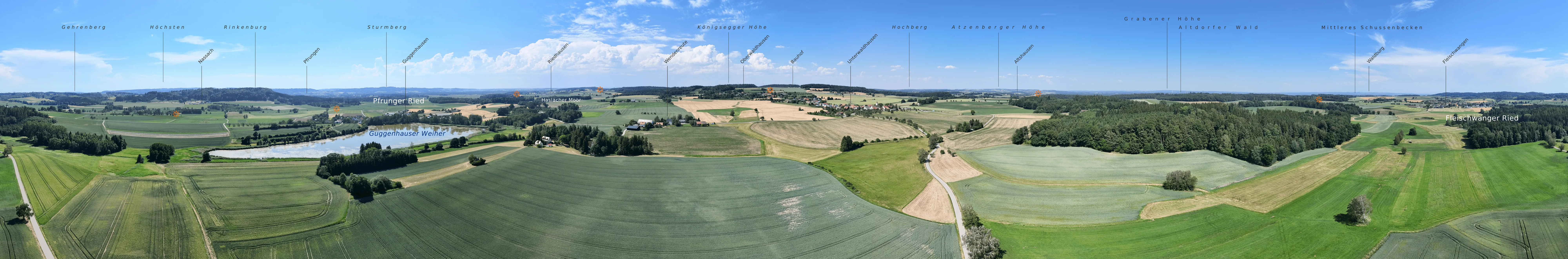 Panorama vom Unterwaldhausen - Bildstock, 90 m